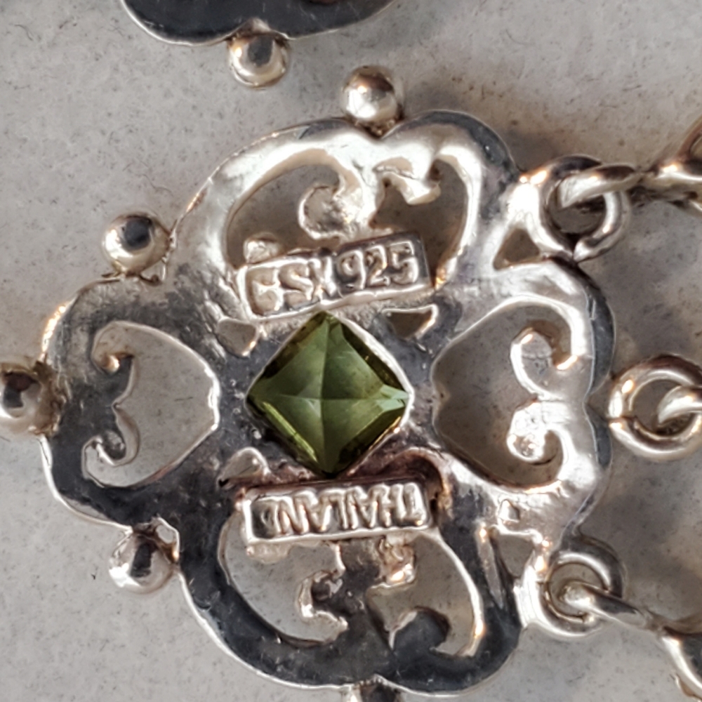 Sterling Silver Chandelier Earrings with Peridots and Pearls - Picture 13 of 16